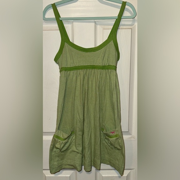Vintage Victoria's Secret PINK Green Cotton Striped Babydoll Dress